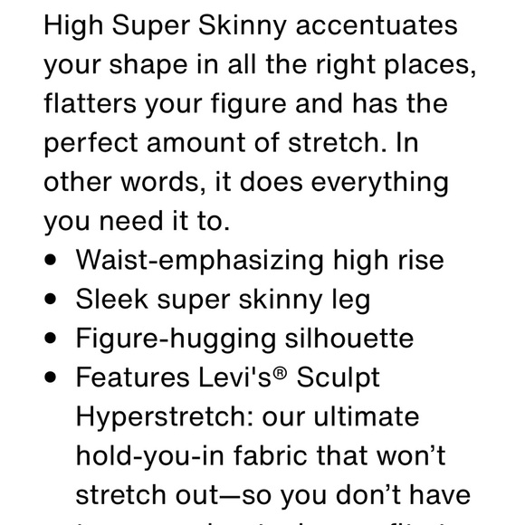 Levi’s mile high super skinny jeans NWT - Picture 7 of 11